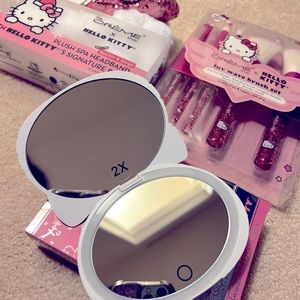 Hello Kitty limited edition. brush set, led compact mirror, and sleep mask!